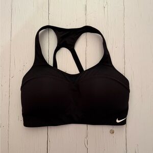 Nike Women's Black Sports Bra with White Logo